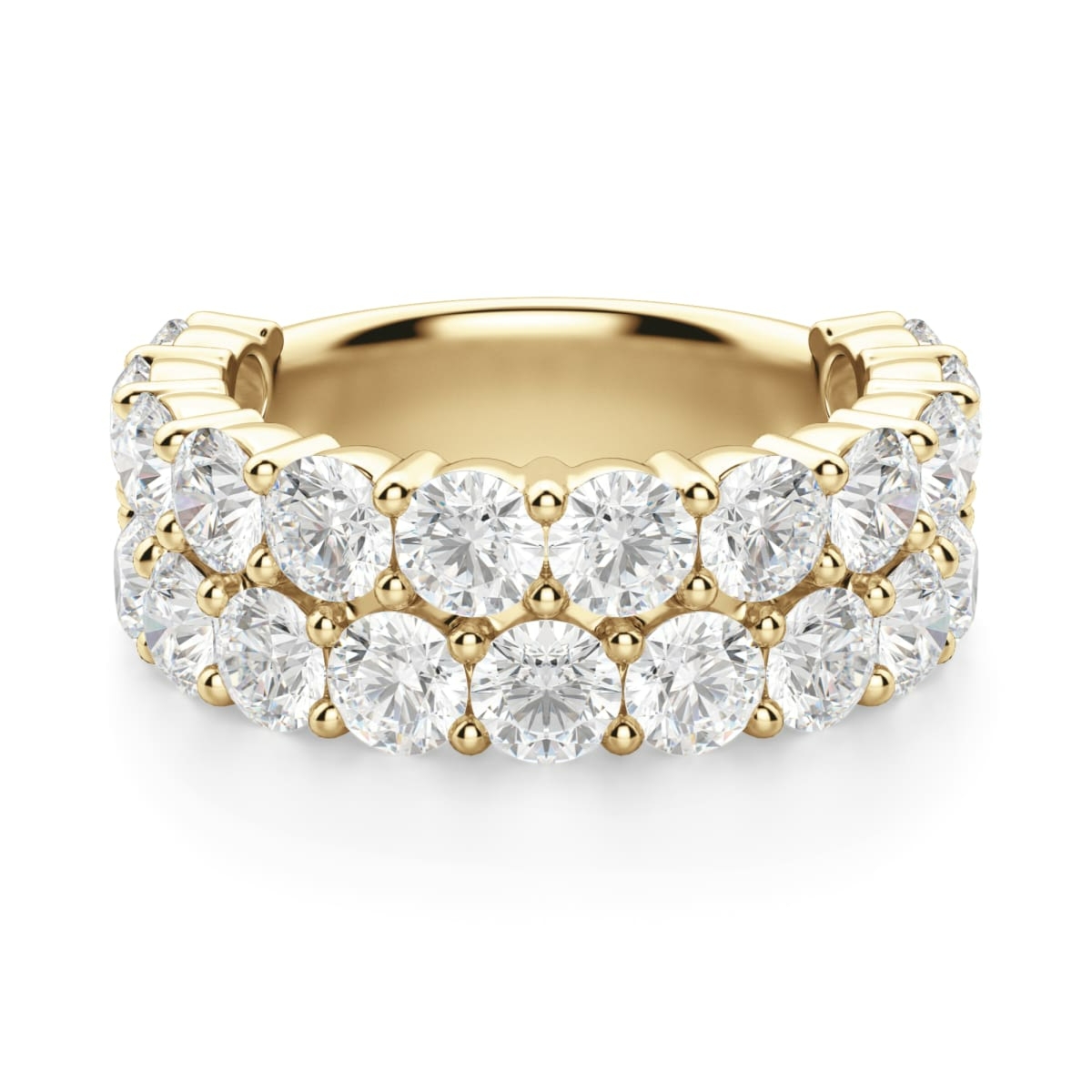 Obrączka Ślubna Half Eternity Pave z Okrągłymi Kamieniami 3.50 mm Laboratoryjny Diament 750 Żółte Złoto (18K)