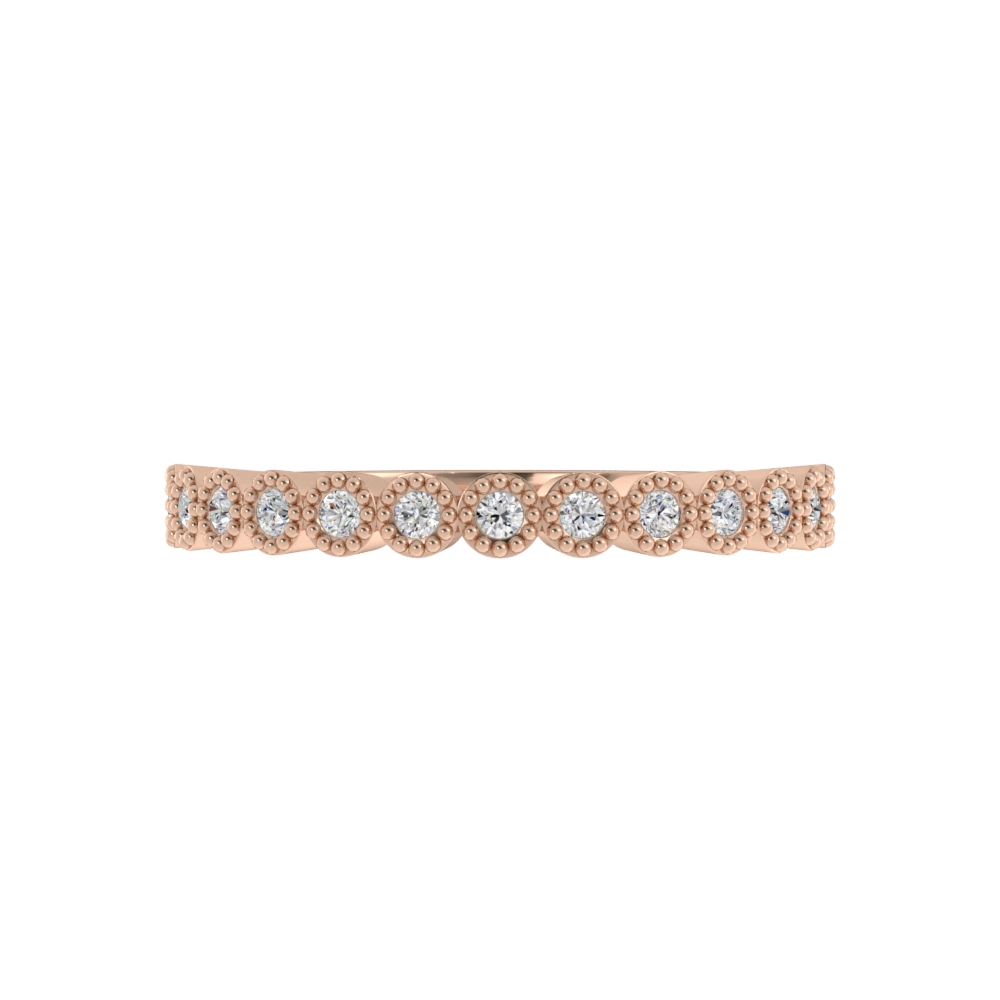Obrączka Ślubna Bezel Arc 1.30 MM Diament Naturalny 750 (18K) Różowe Złoto