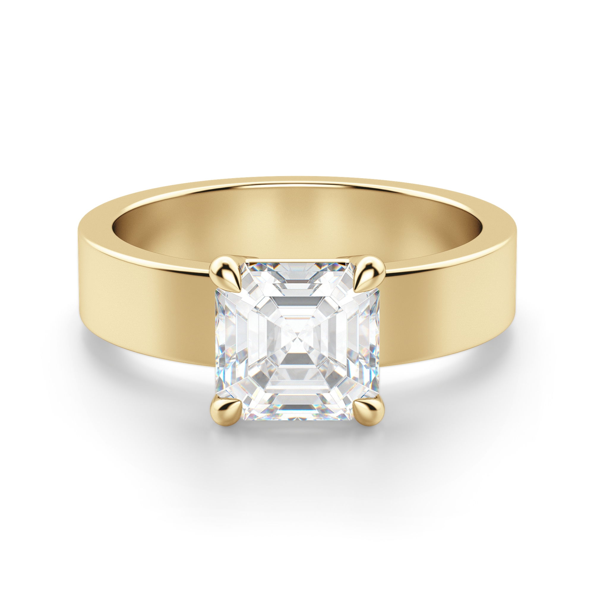 Basket Set Asscher 0.50 krt Masywny Pierścionek Zaręczynowy Diament Laboratoryjny 585 Żółte Złoto (14K)