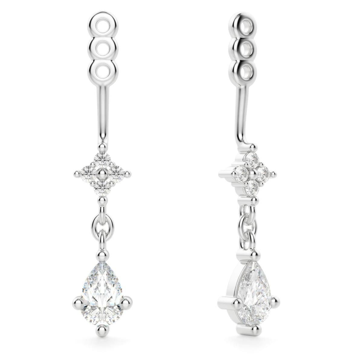 Gruszkowy Wiszący Dodatek do Kolczyków 14K Białe Złoto Laboratoryjny Diament
