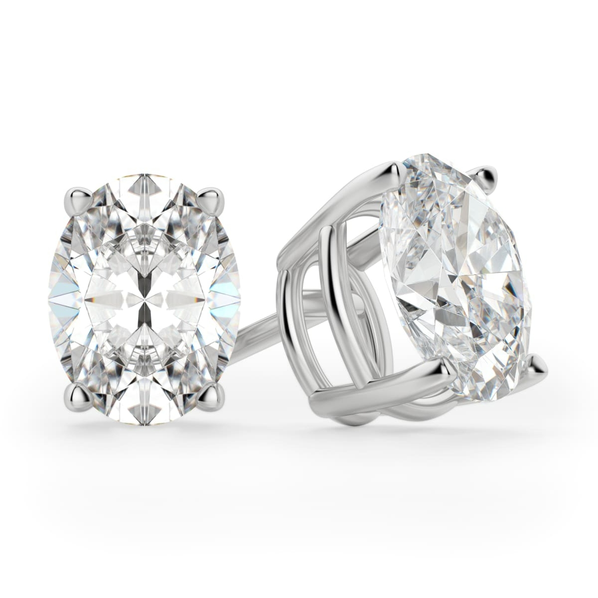 Owalne Kolczyki Sztyfty 0.32 Karata Tension Back Basket Set Diament Laboratoryjny 585 Białe Złoto (14K)