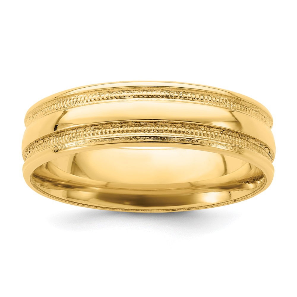 Obrączka Ślubna Beaded Comfort Fit 6 mm 585 Żółte Złoto (14K)