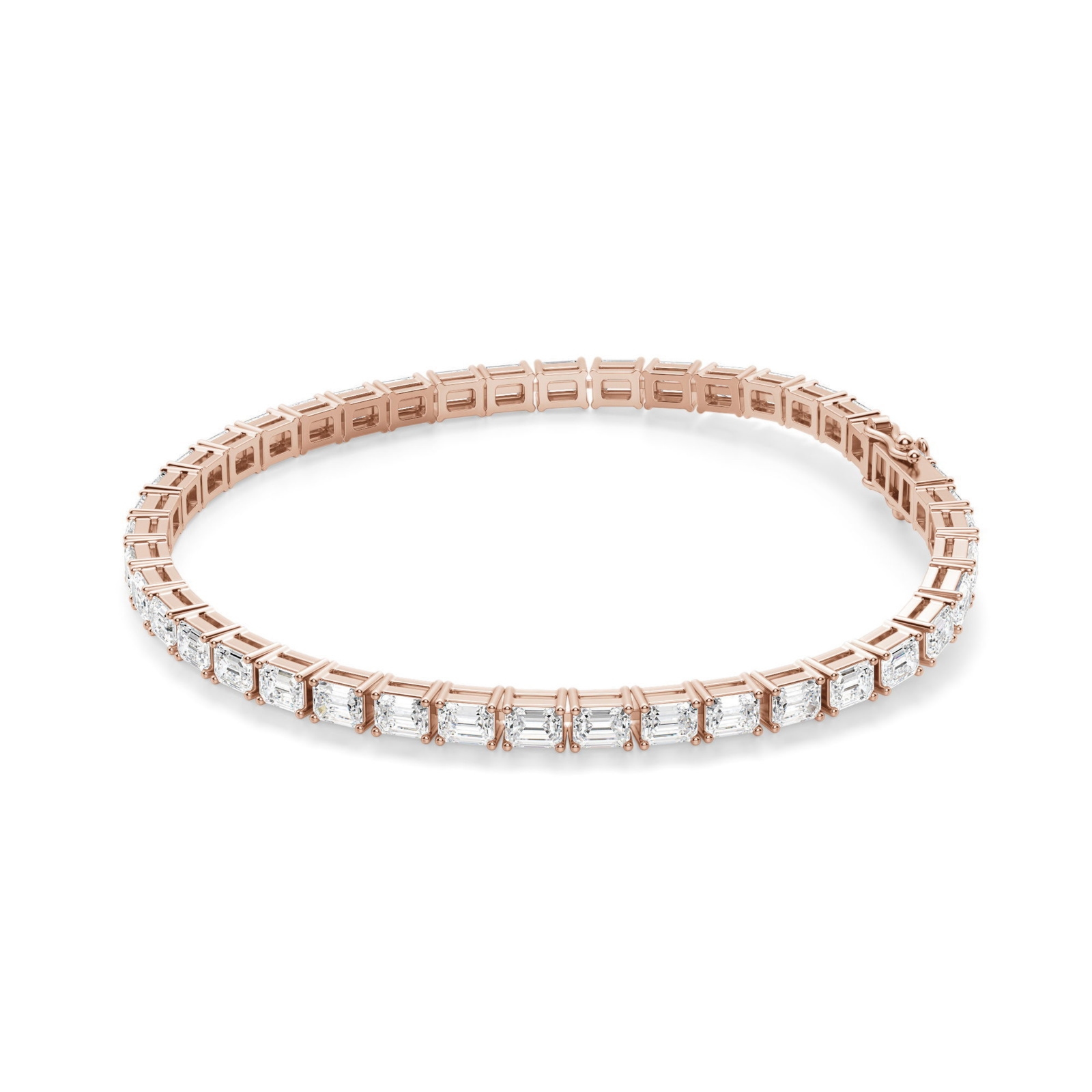 4 Prong Szmaragdowa Tenisowa Bransoletka s Laboratoryjnym Diamentem 8,00 krt z 14K (585) różowego złota