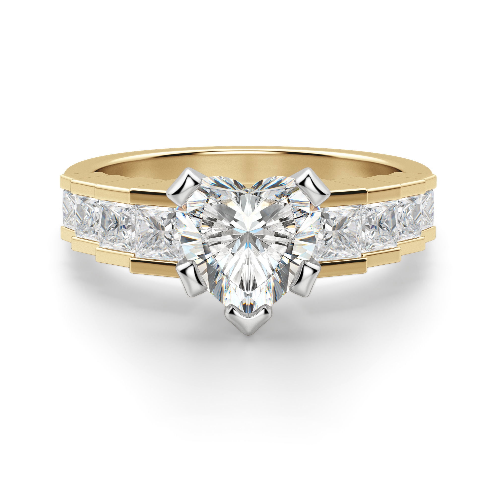 Cinderella Staircase Sercowy 0.50 krt Pierścionek Zaręczynowy Diament Laboratoryjny 585 Żółte Złoto (14K)