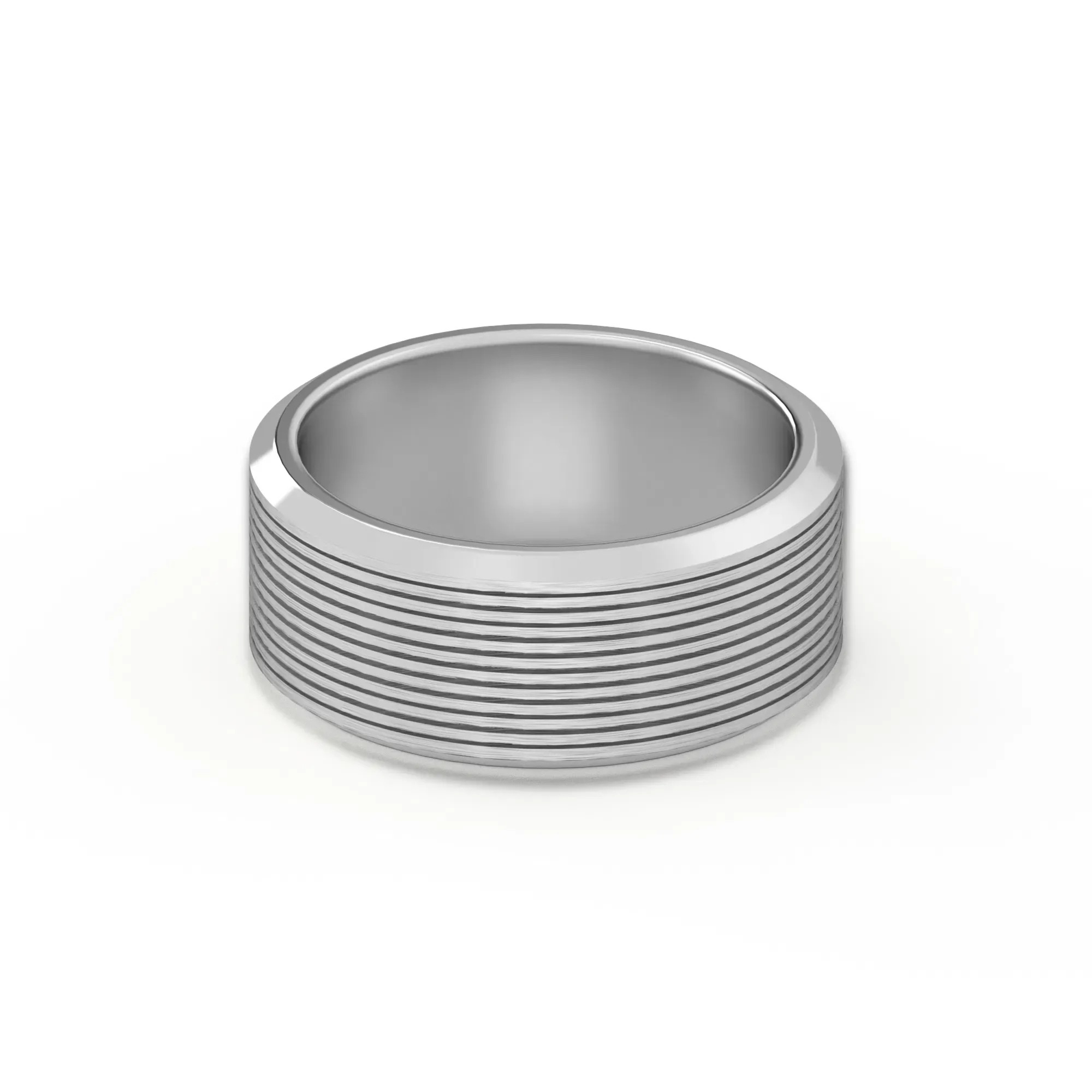 Teksturowana Obrączka Ślubna Edge Satin Finish 585 Białe Złoto (14K) 8 MM