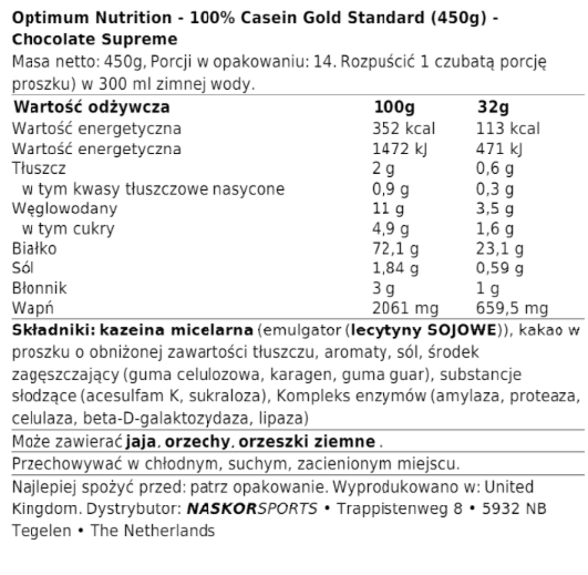 Optimum Casein 100% 1800 g