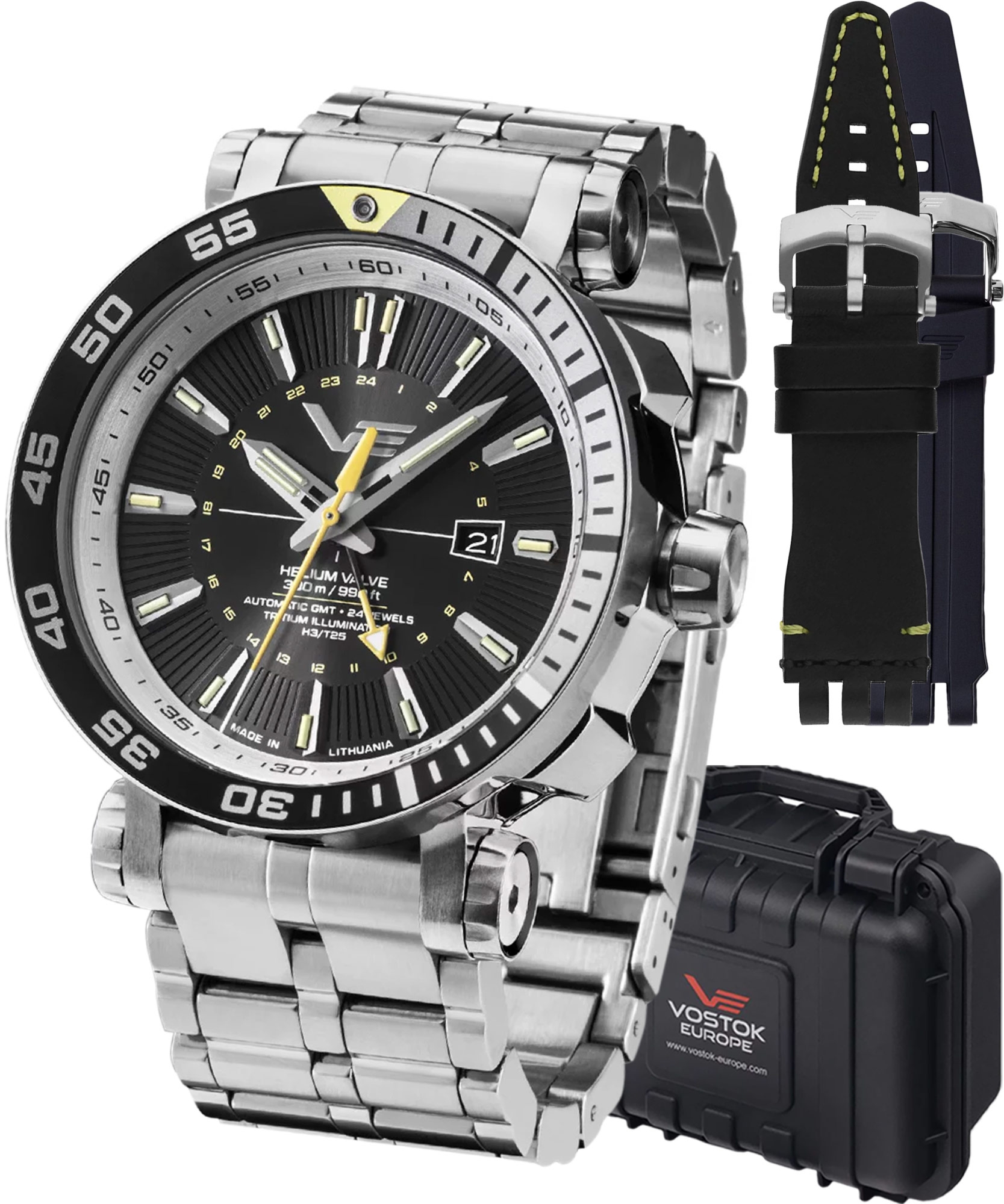 Zegarek męski Vostok Europe Energia GMT Limited Edition + 2 paski Vostok NH34-575A718-31995