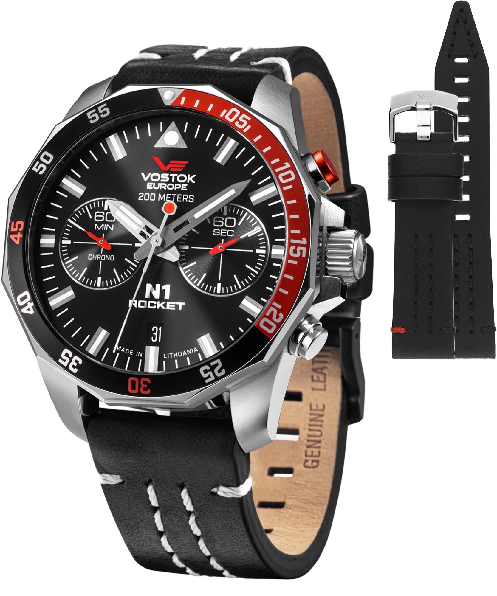 Zegarek męski Vostok Europe Rocket N-1 Chrono Limited Edition + pasek Vostok 6S21-225A707-39434