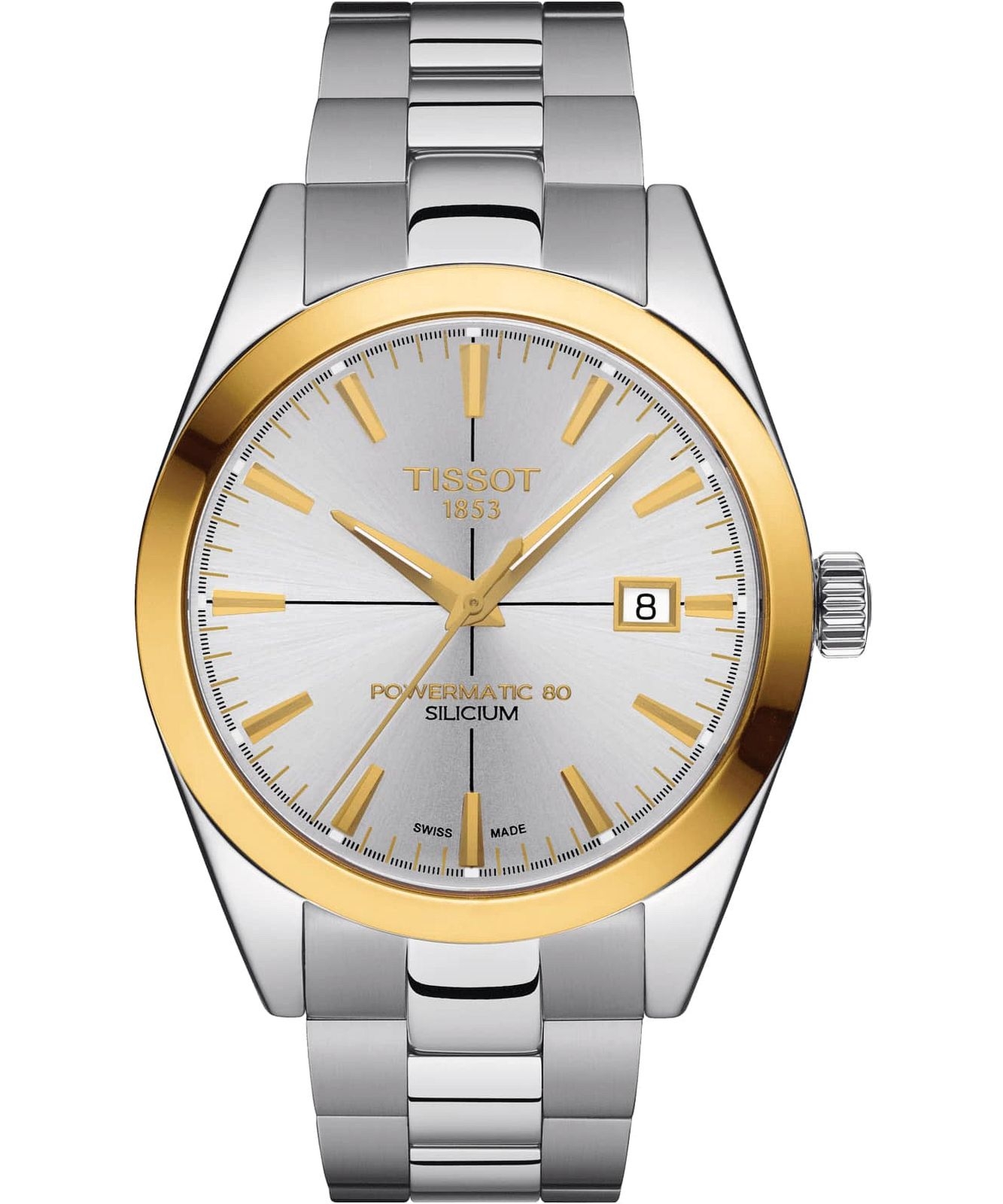 Zegarek męski Tissot Gentleman Powermatic 80 Silicium Solid 18 k Gold Bezel T927.407.41.031.01 (T9274074103101)
