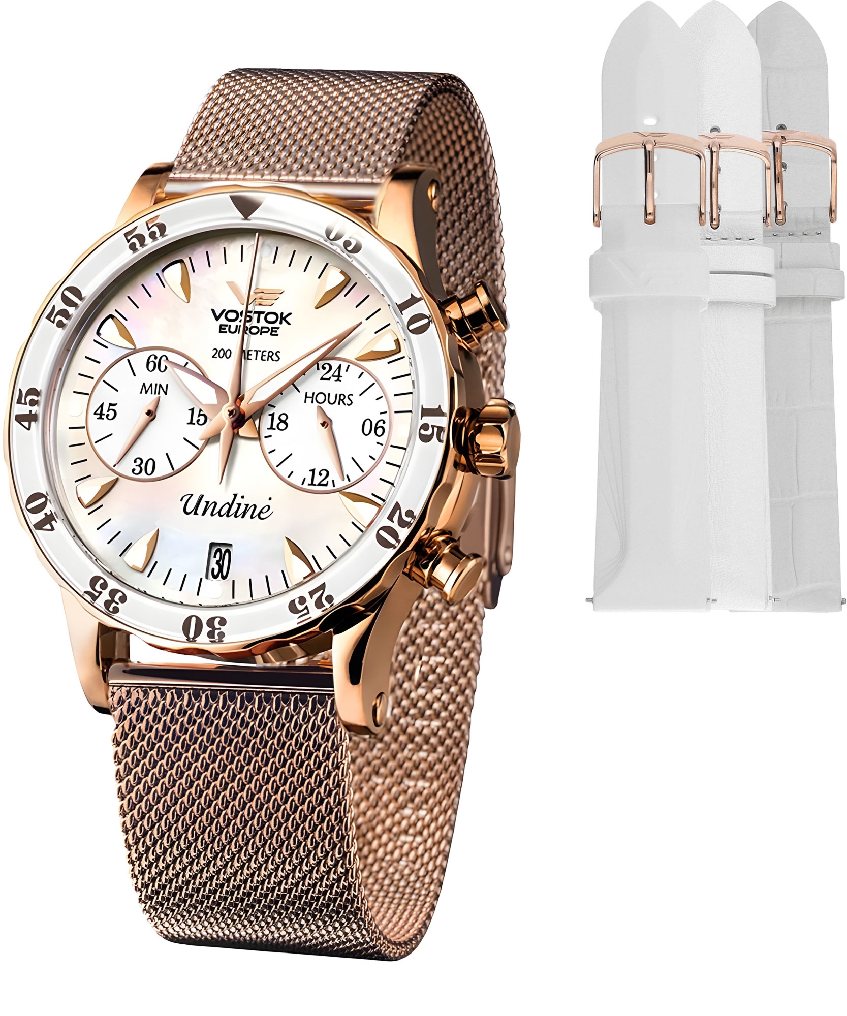 Zegarek damski Vostok Europe Undine Chronograph Limited Edition + pasek Vostok VK64-515B528-27691