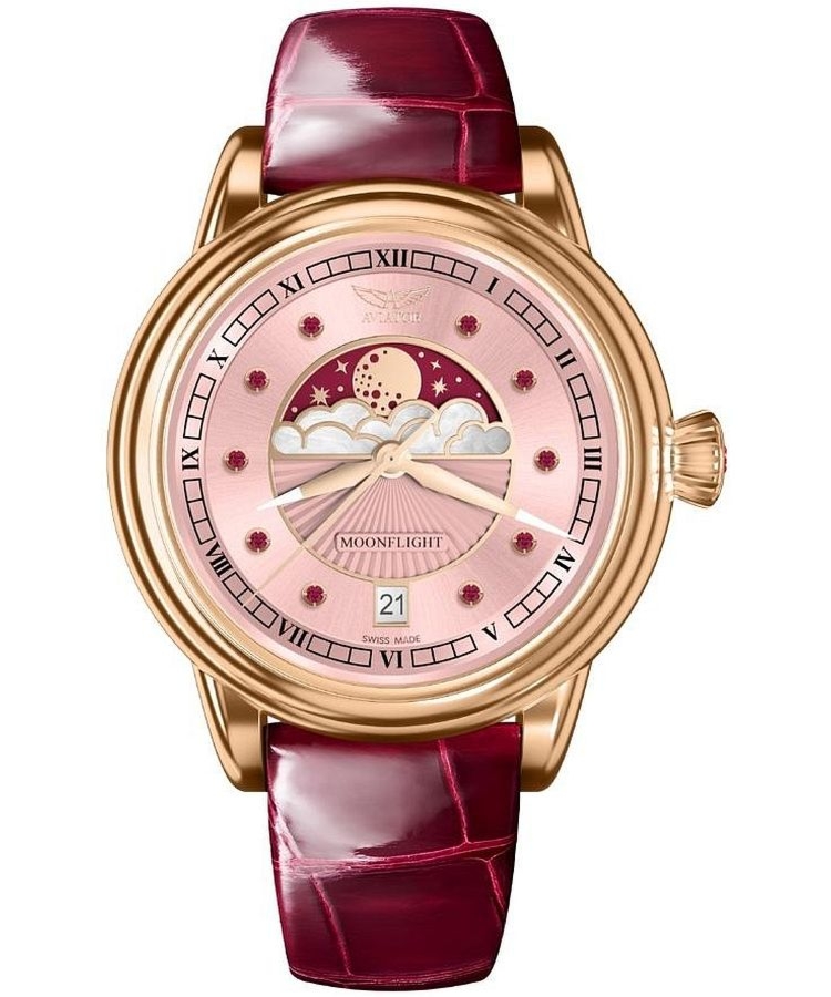 Zegarek damski Aviator Moonflight Gemstone Edition Pink Red Ruby Limited Edition V.1.33.2.418.4