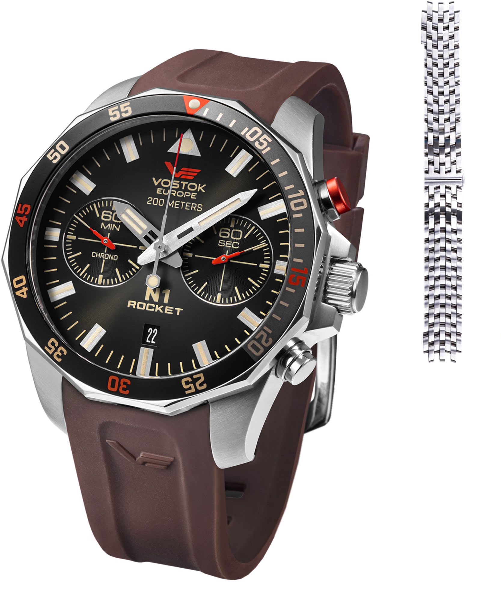 Zegarek męski Vostok Europe N1 Rocket Chrono Limited Edition + pasek Vostok 6S21-225A618B-39946