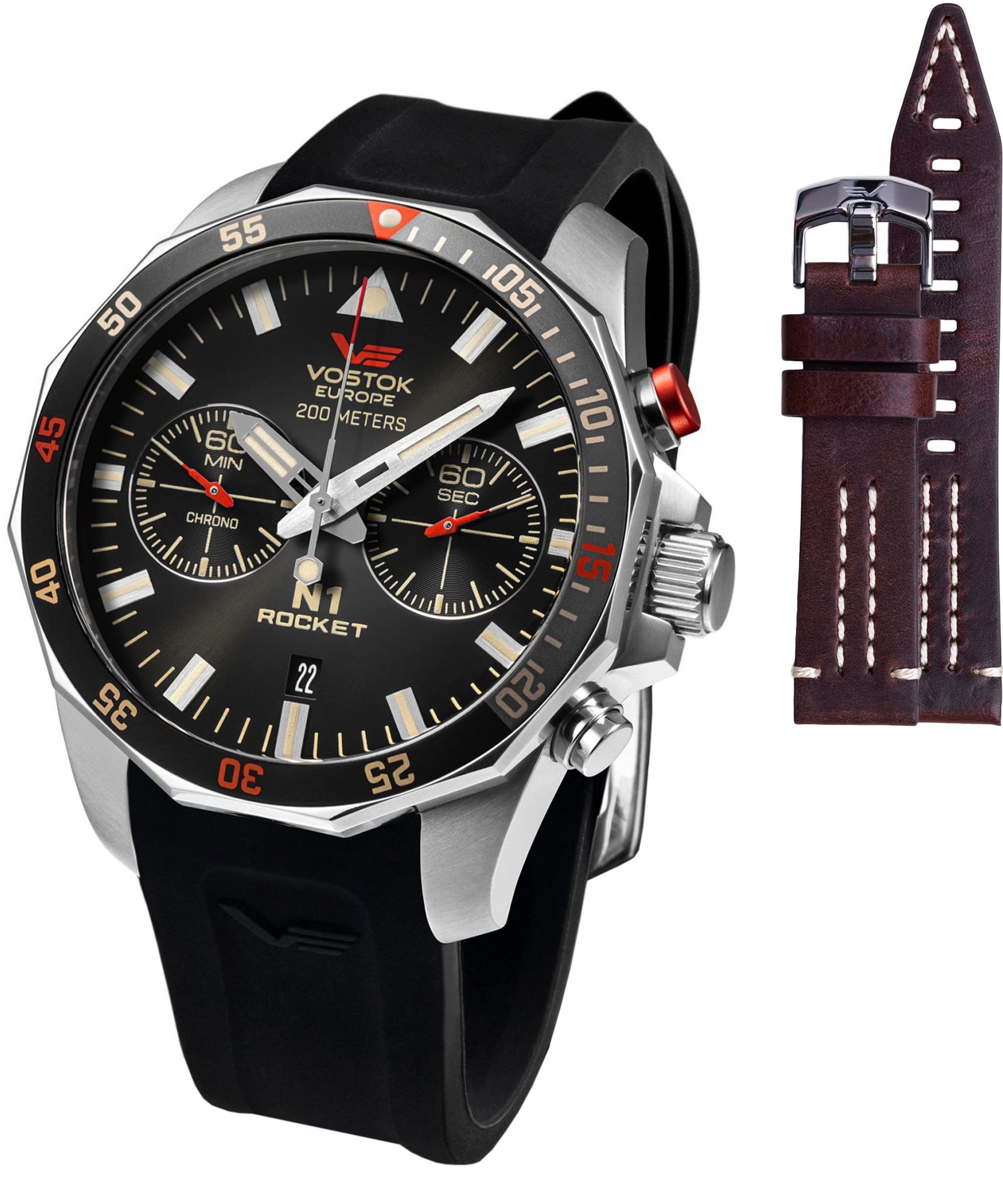 Zegarek męski Vostok Europe N1 Rocket Chrono Limited Edition + pasek Vostok 6S21-225A618-4081