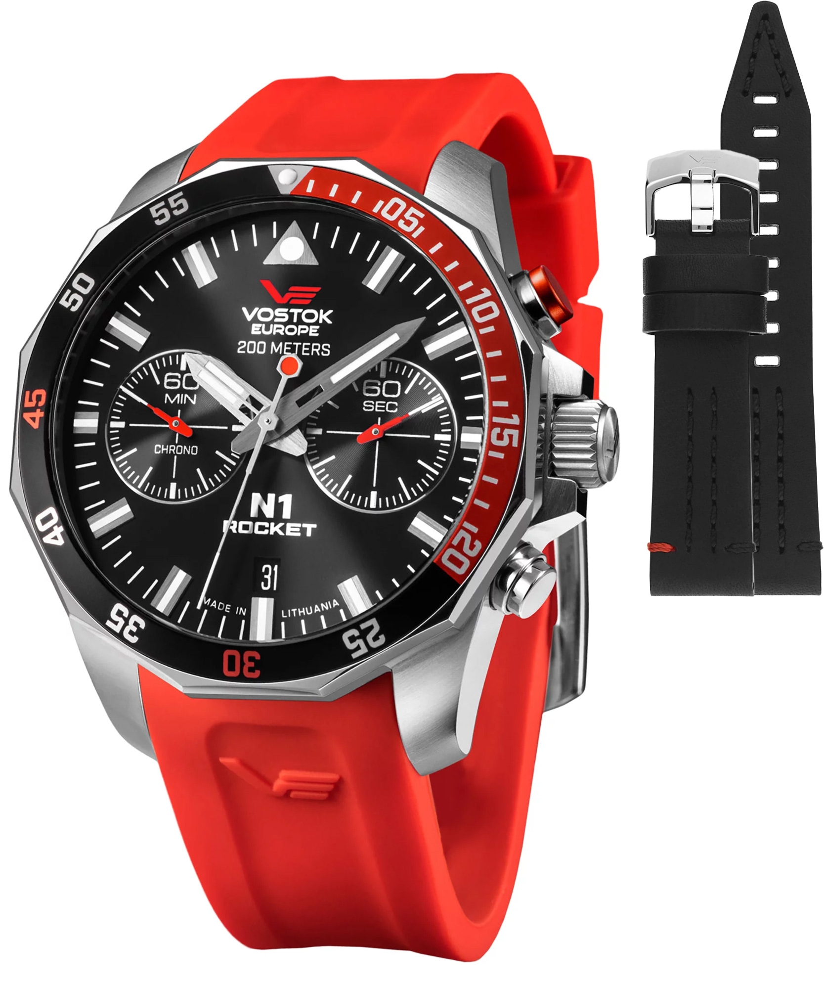 Zegarek męski Vostok Europe Rocket N-1 Chrono Limited Edition + pasek Vostok 6S21-225A707-42380