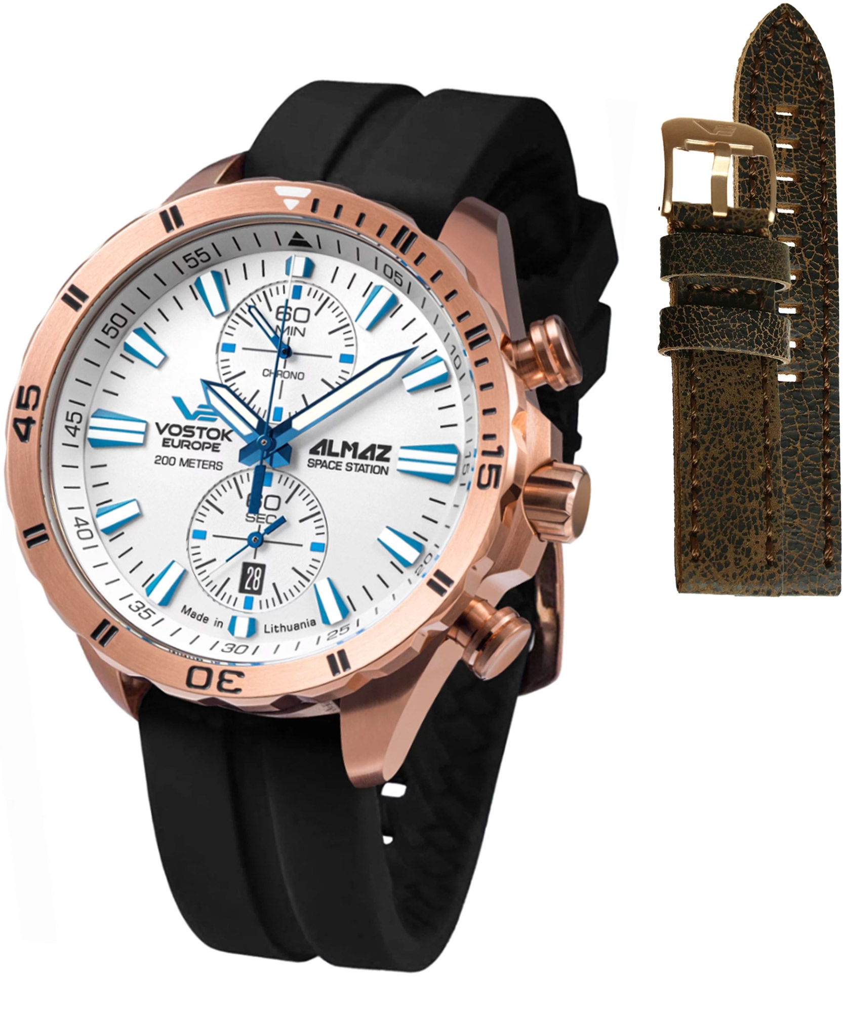 Zegarek męski Vostok Europe Almaz Chrono Limited Edition + paski Vostok 6S11-320B676-7372