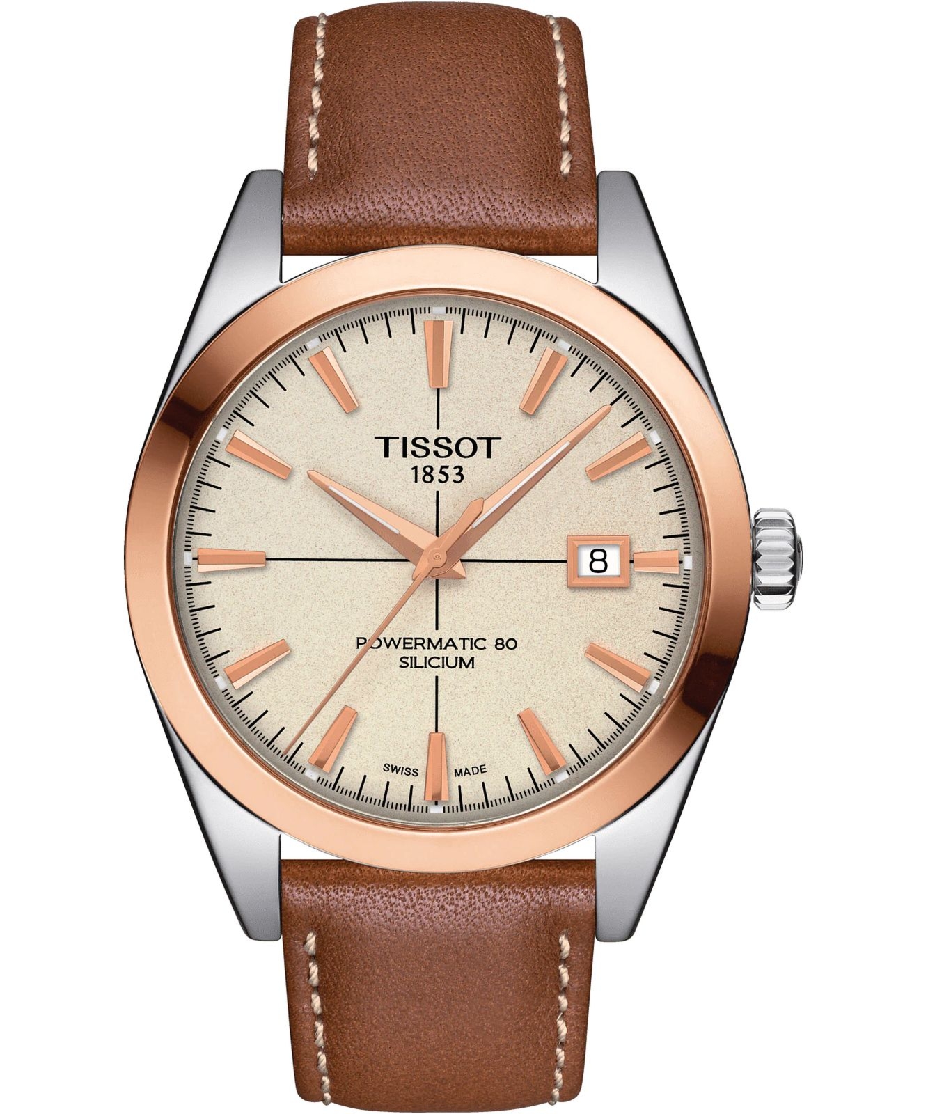Zegarek męski Tissot Gentleman Powermatic 80 Silicium 18K Gold Bezel T927.407.46.261.00 (T9274074626100)