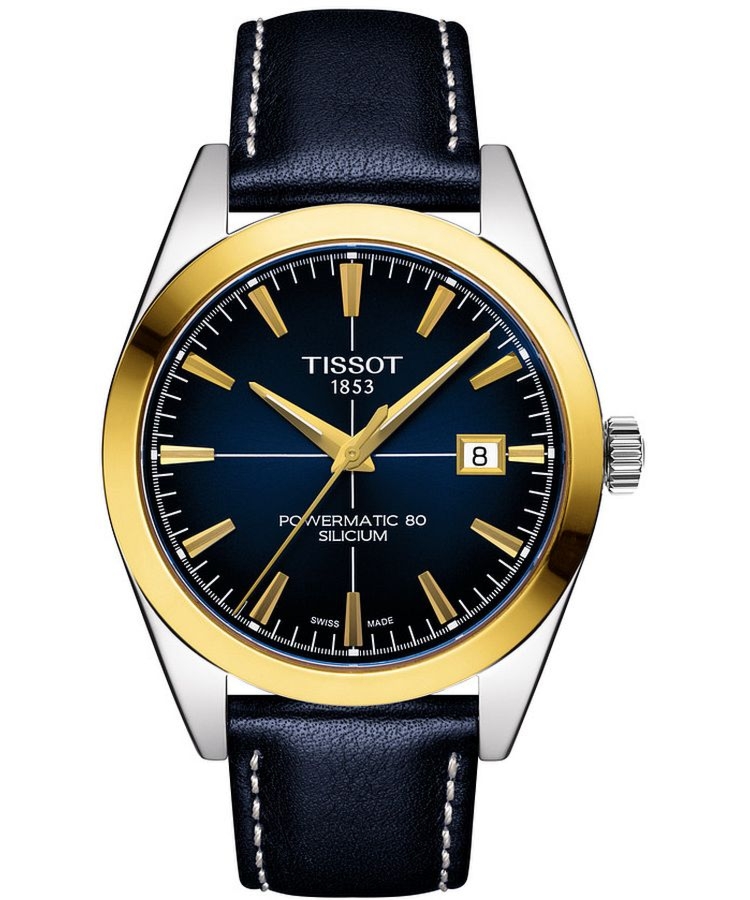 Zegarek męski Tissot Gentleman Powermatic 80 Silicium Solid 18K Gold Bezel T927.407.46.041.01 (T9274074604101)