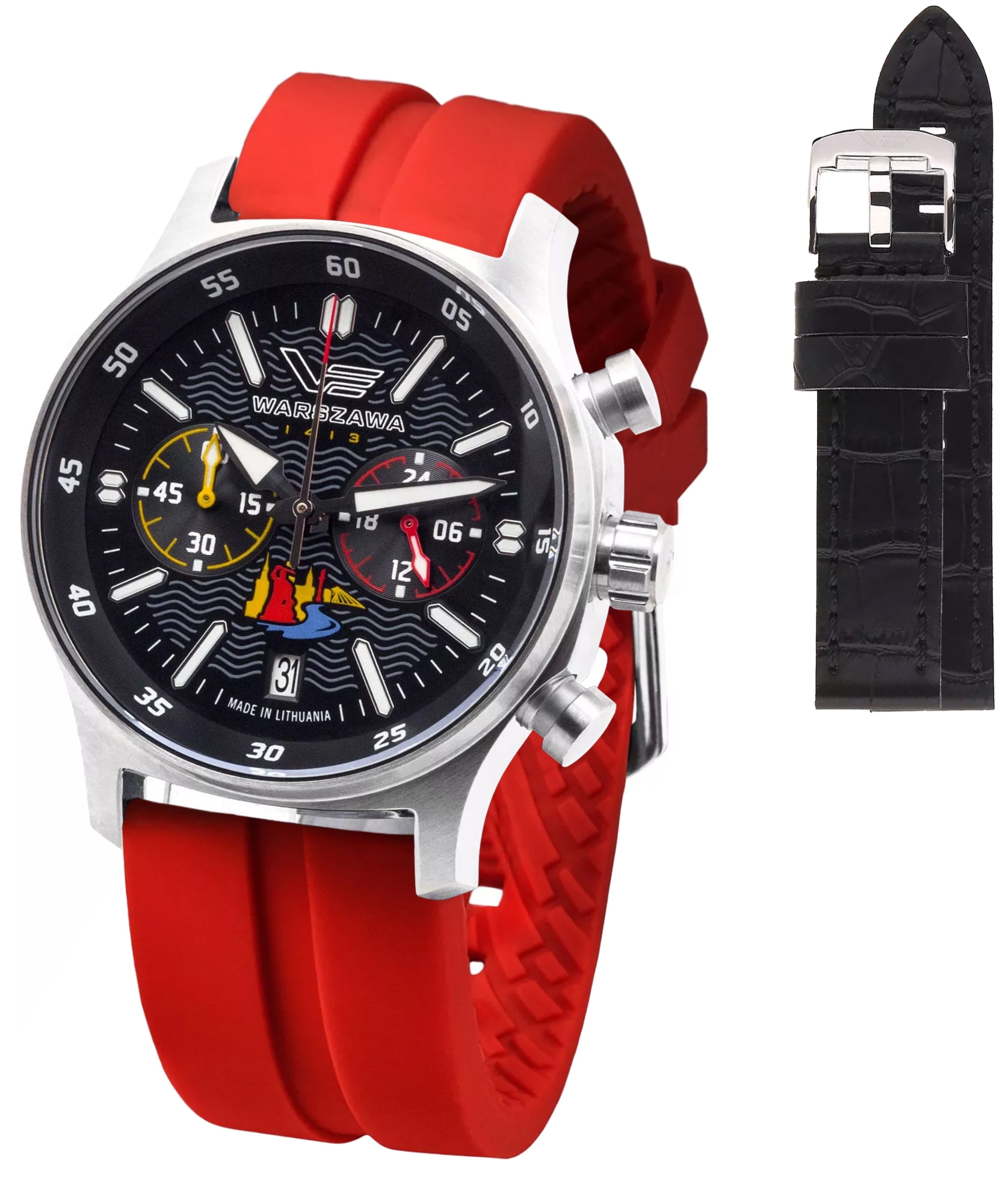 Zegarek męski Vostok Europe Miasta Polski Warszawa Chrono Limited Edition + pasek Vostok VK64-592A458-D-47088