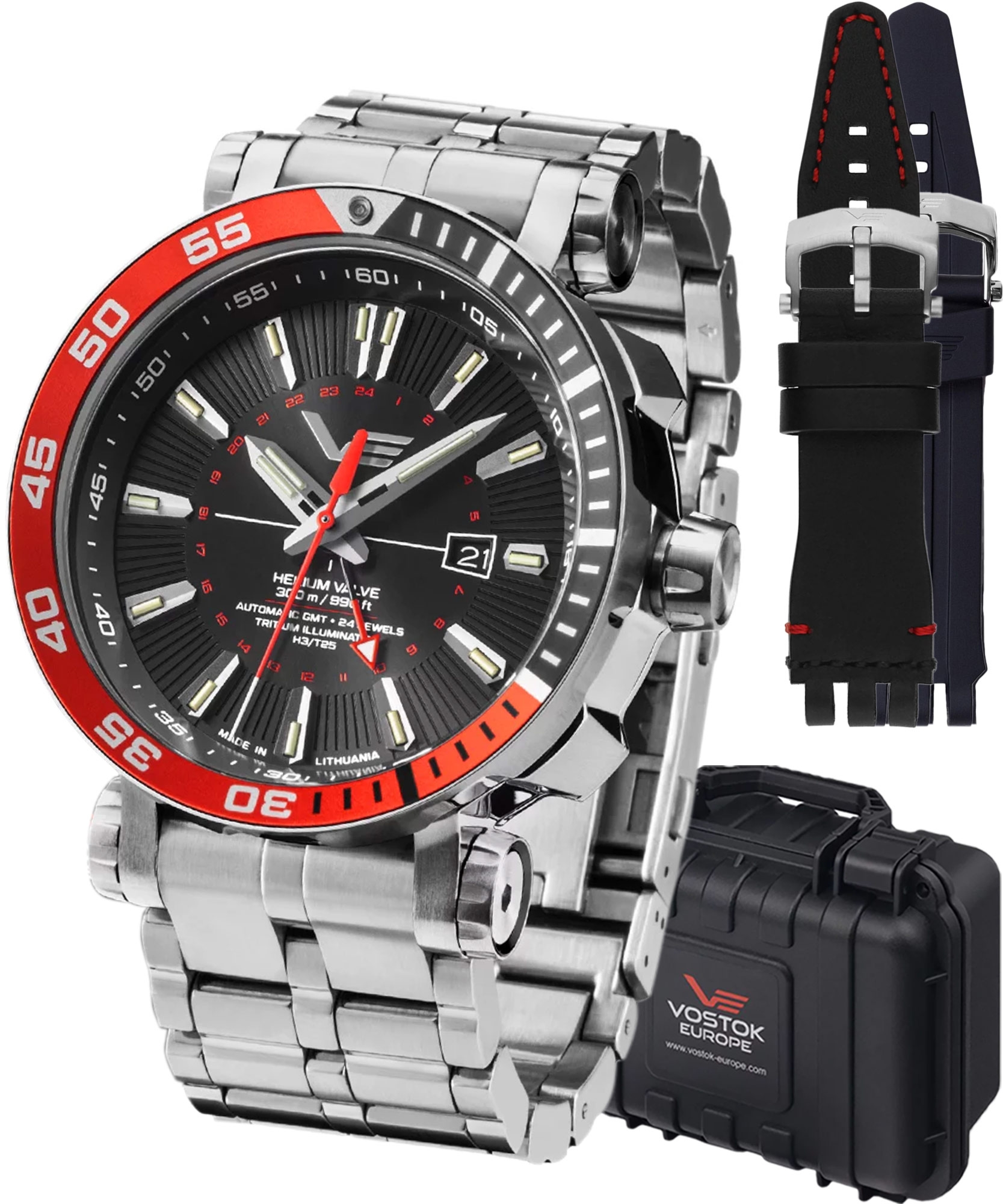 Zegarek męski Vostok Europe Energia GMT Limited Edition + 2 paski Vostok NH34-575A717-31995