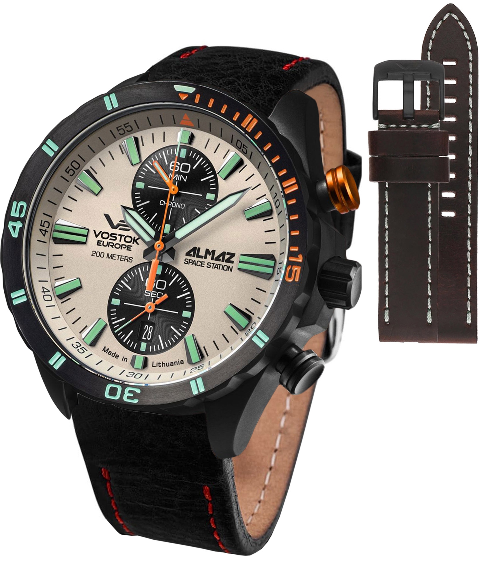 Zegarek męski Vostok Europe Almaz Chrono Limited Edition + paski Vostok 6S11-320C677-2971