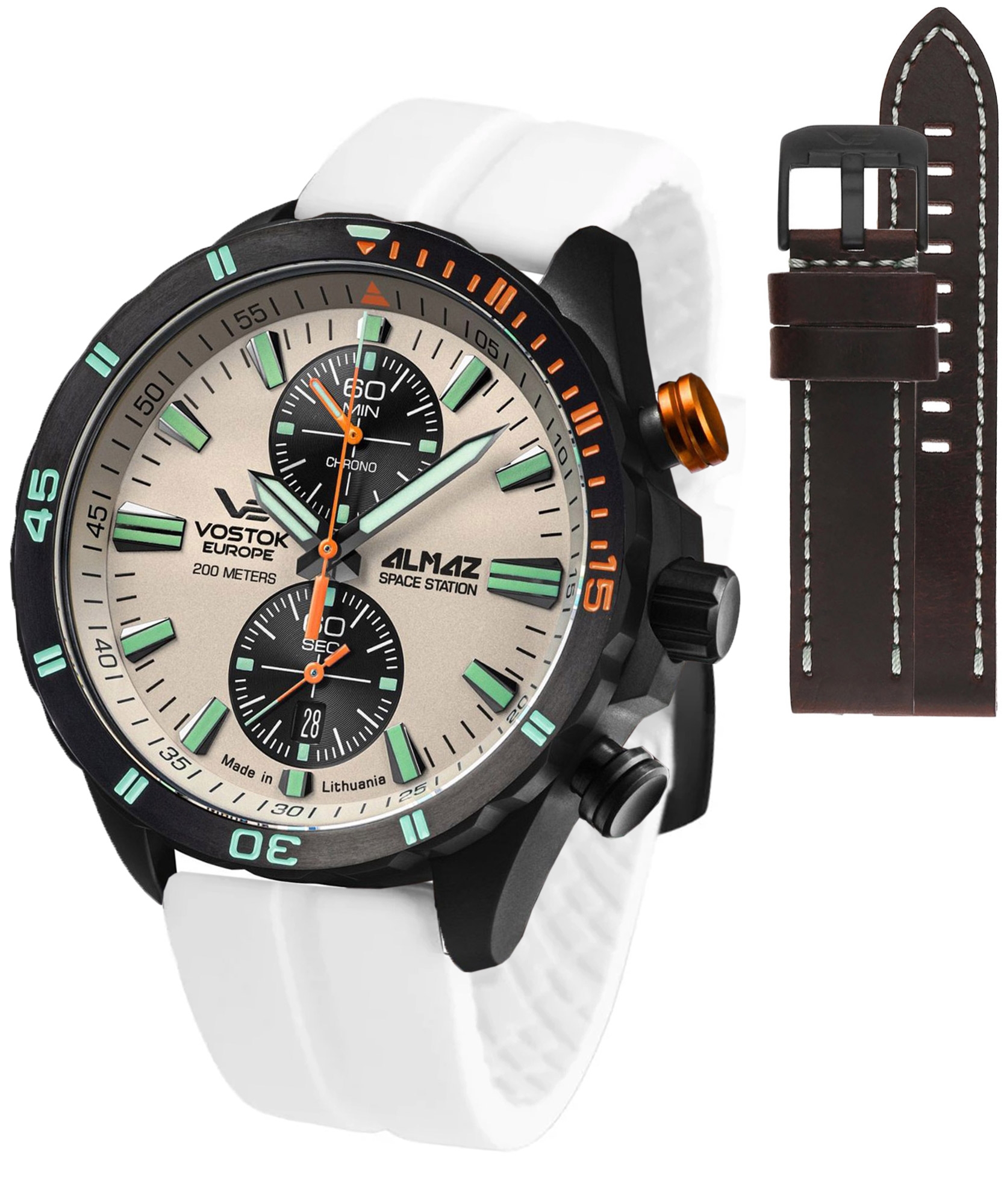 Zegarek męski Vostok Europe Almaz Chrono Limited Edition + paski Vostok 6S11-320C677-47125