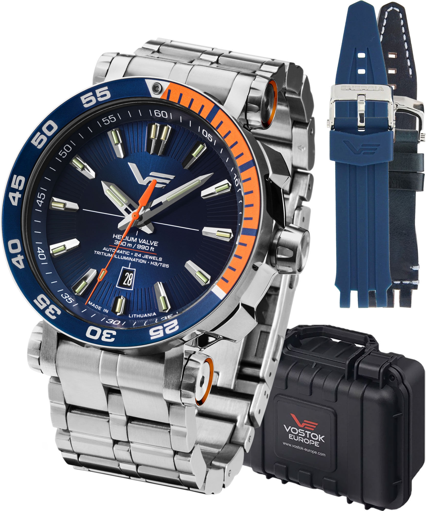 Zegarek męski Vostok Europe Helium Valve Automatic Tritium Illumination SET + 2 paski Vostok NH35A-575A715-31995