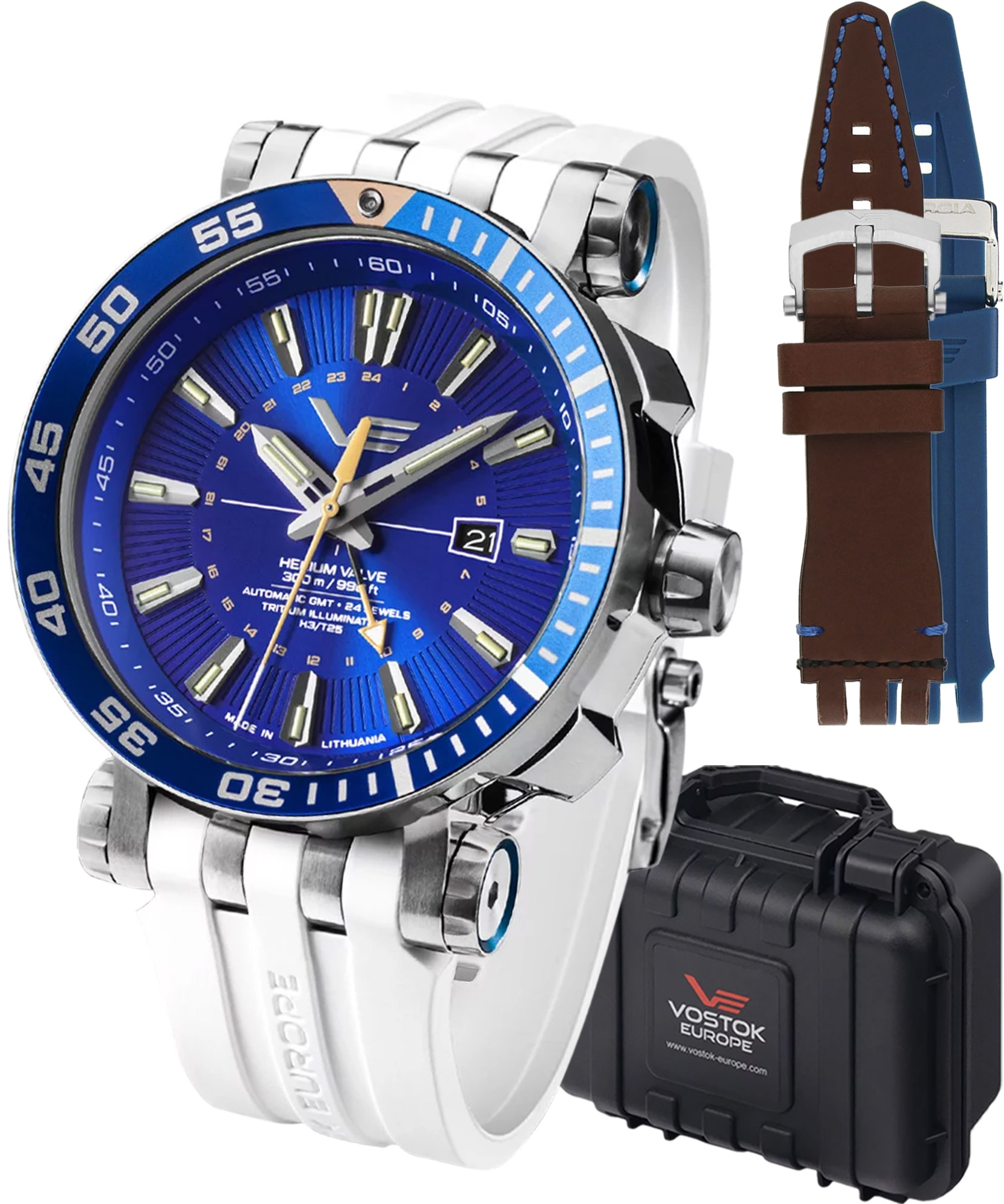Zegarek męski Vostok Europe Energia GMT Limited Edition + 2 paski Vostok NH34-575A716-46371