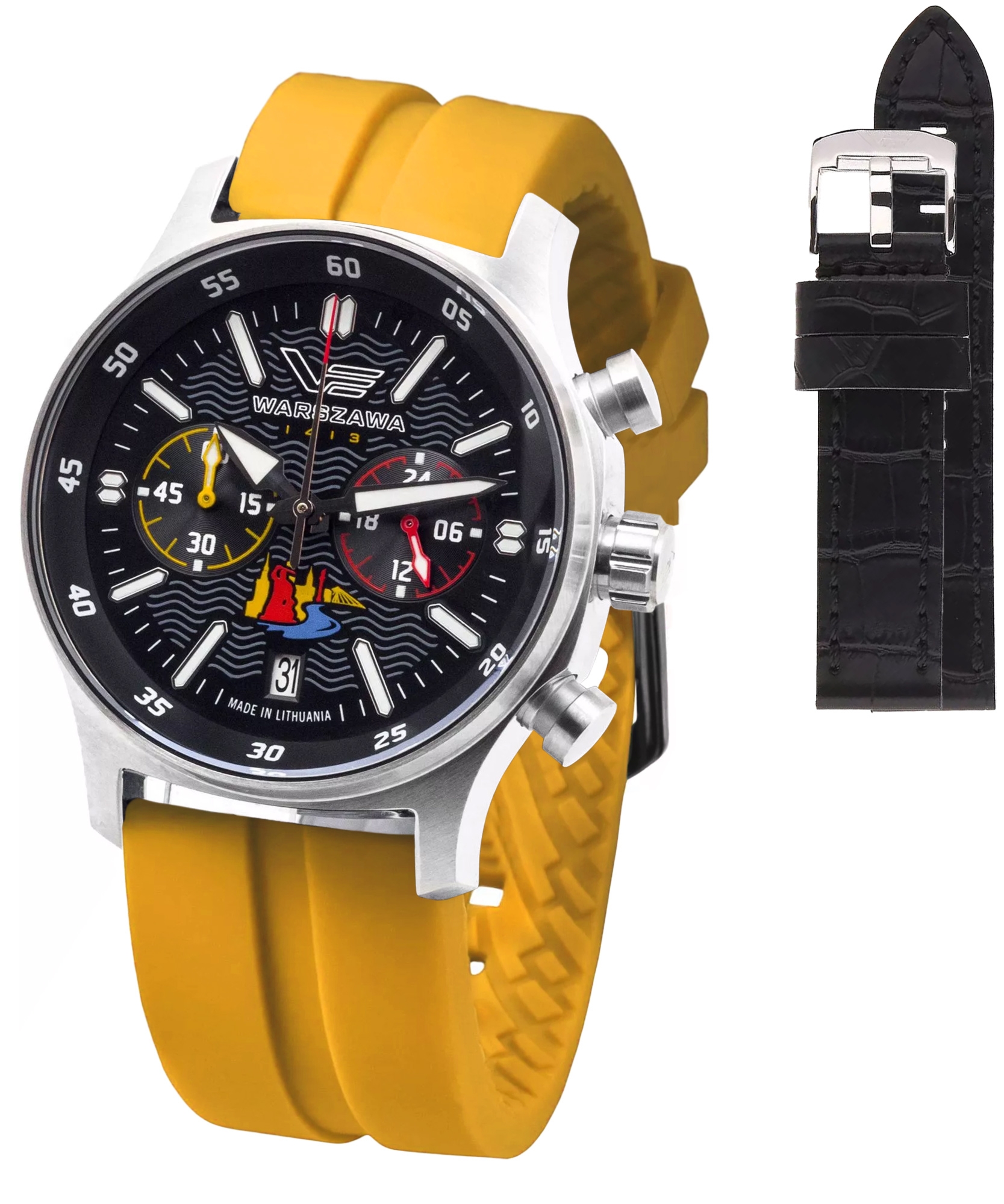 Zegarek męski Vostok Europe Miasta Polski Warszawa Chrono Limited Edition + pasek Vostok VK64-592A458-D-59128