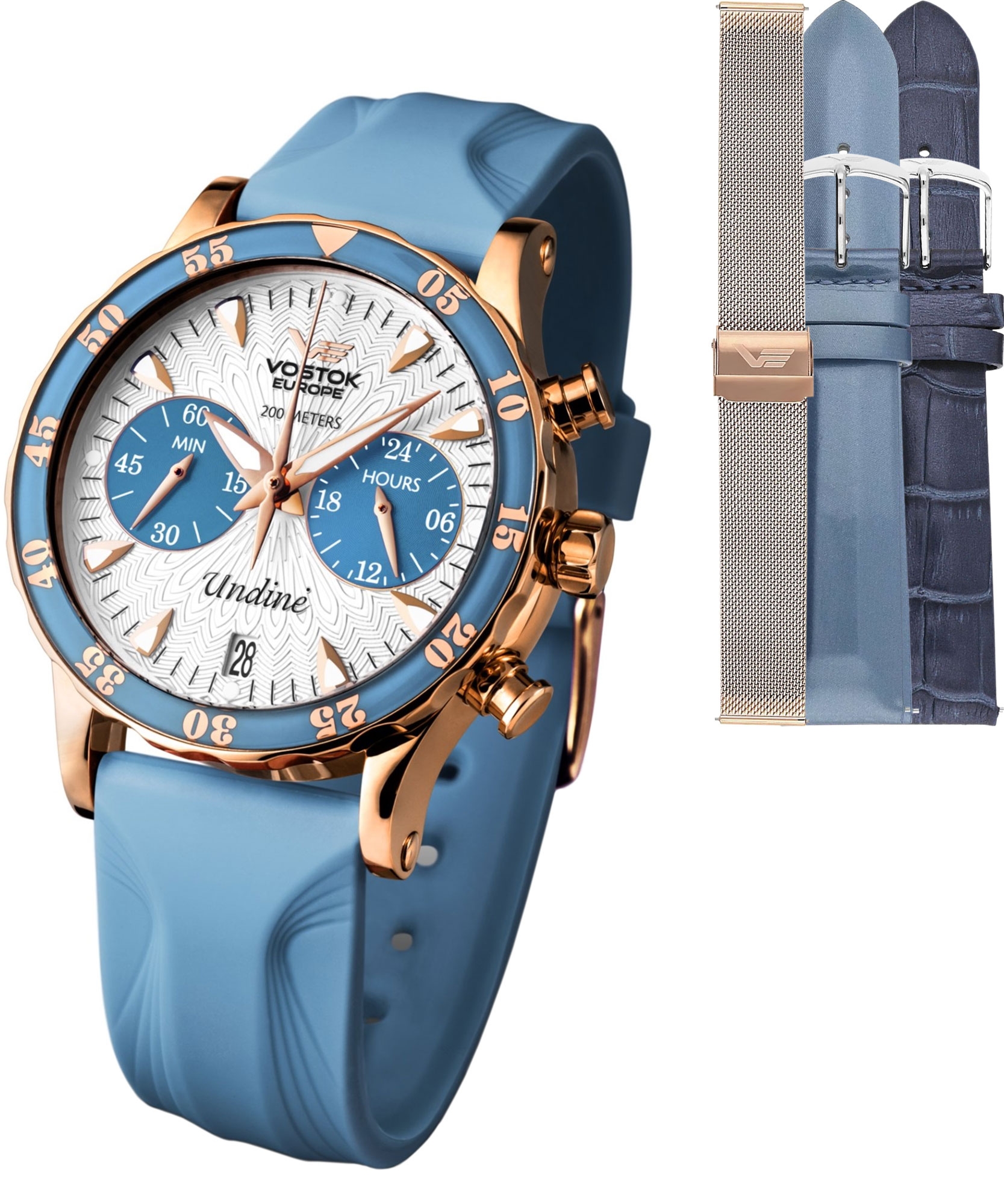 Zegarek damski Vostok Europe Undine Chronograph Limited Edition + pasek Vostok VK64-515B527-27691