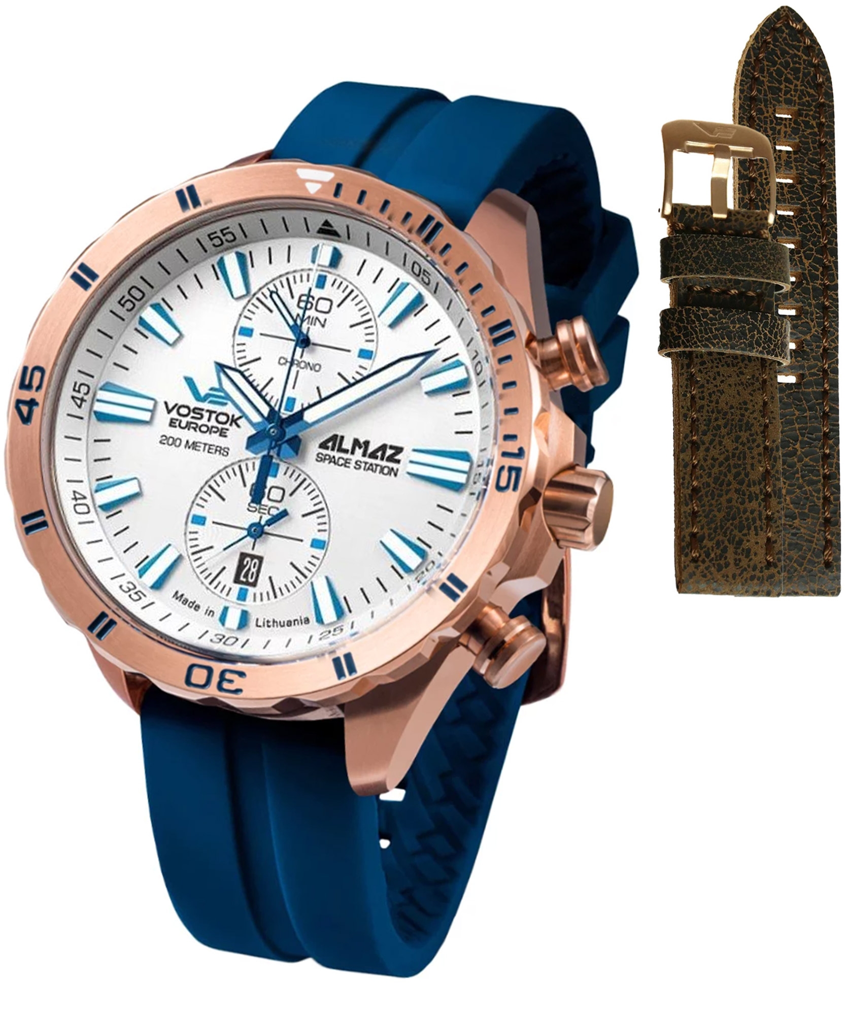 Zegarek męski Vostok Europe Almaz Chrono Limited Edition + paski Vostok 6S11-320B676-7389