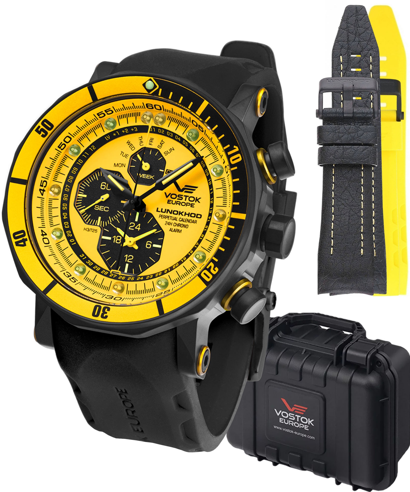 Zegarek męski Vostok Europe Lunokhod-2 Limited Edition + 2 paski Vostok YM86-620C504-3404