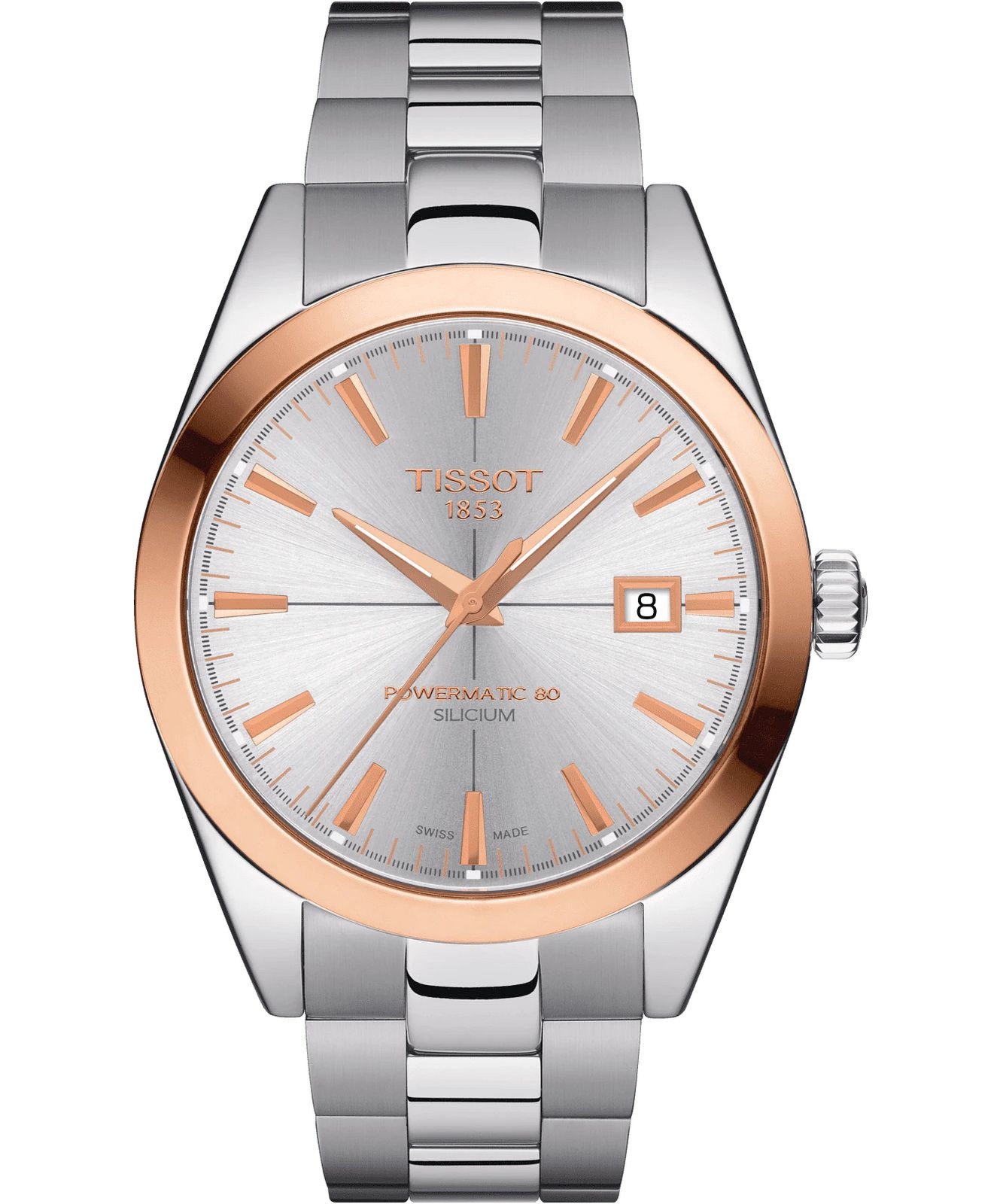 Zegarek męski Tissot Gentleman Powermatic 80 Silicium 18K Gold Bezel T927.407.41.031.00 (T9274074103100)