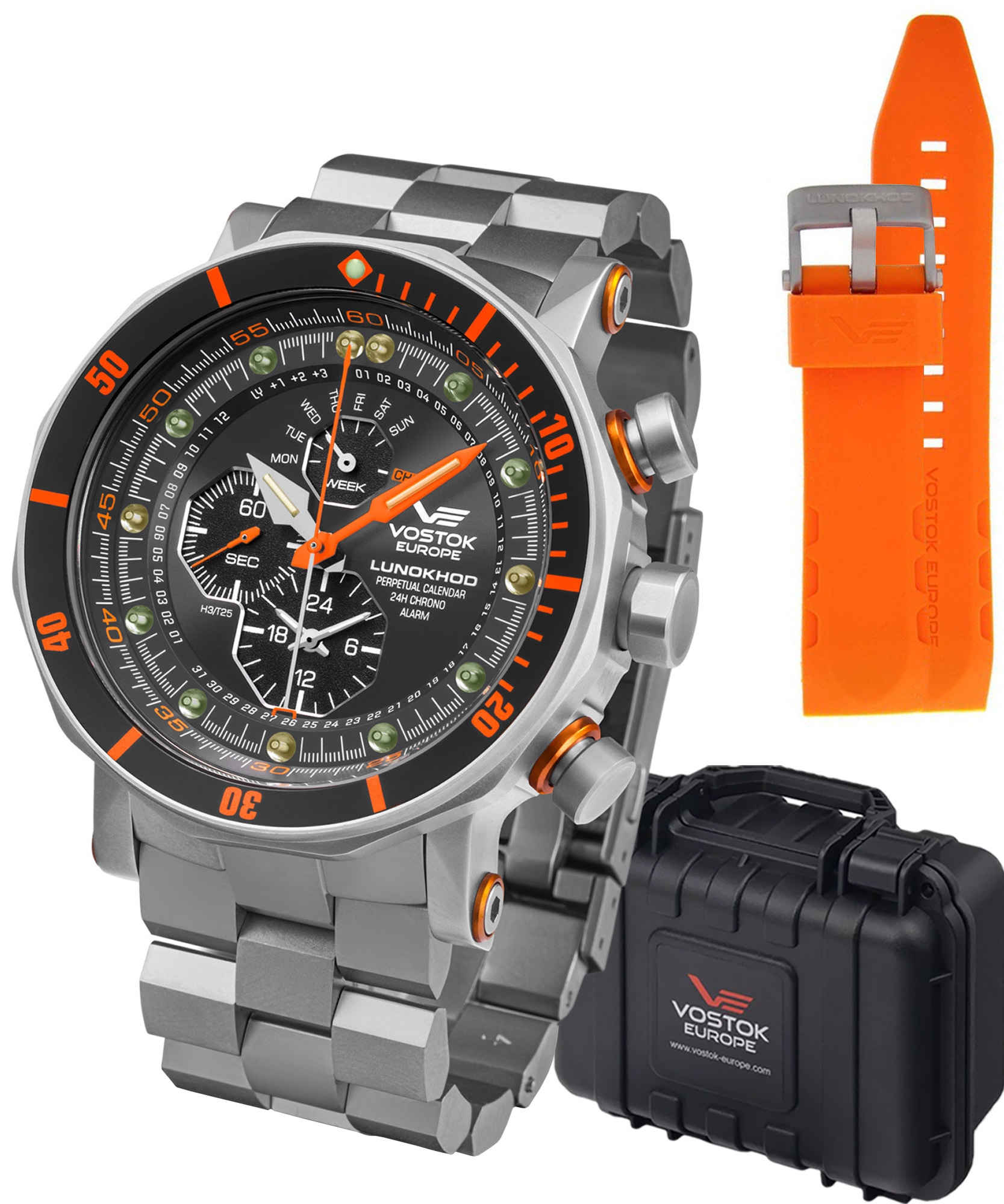 Zegarek męski Vostok Europe Lunokhod-2 Chrono Limited Edition + pasek Vostok YM86-620A506-38376