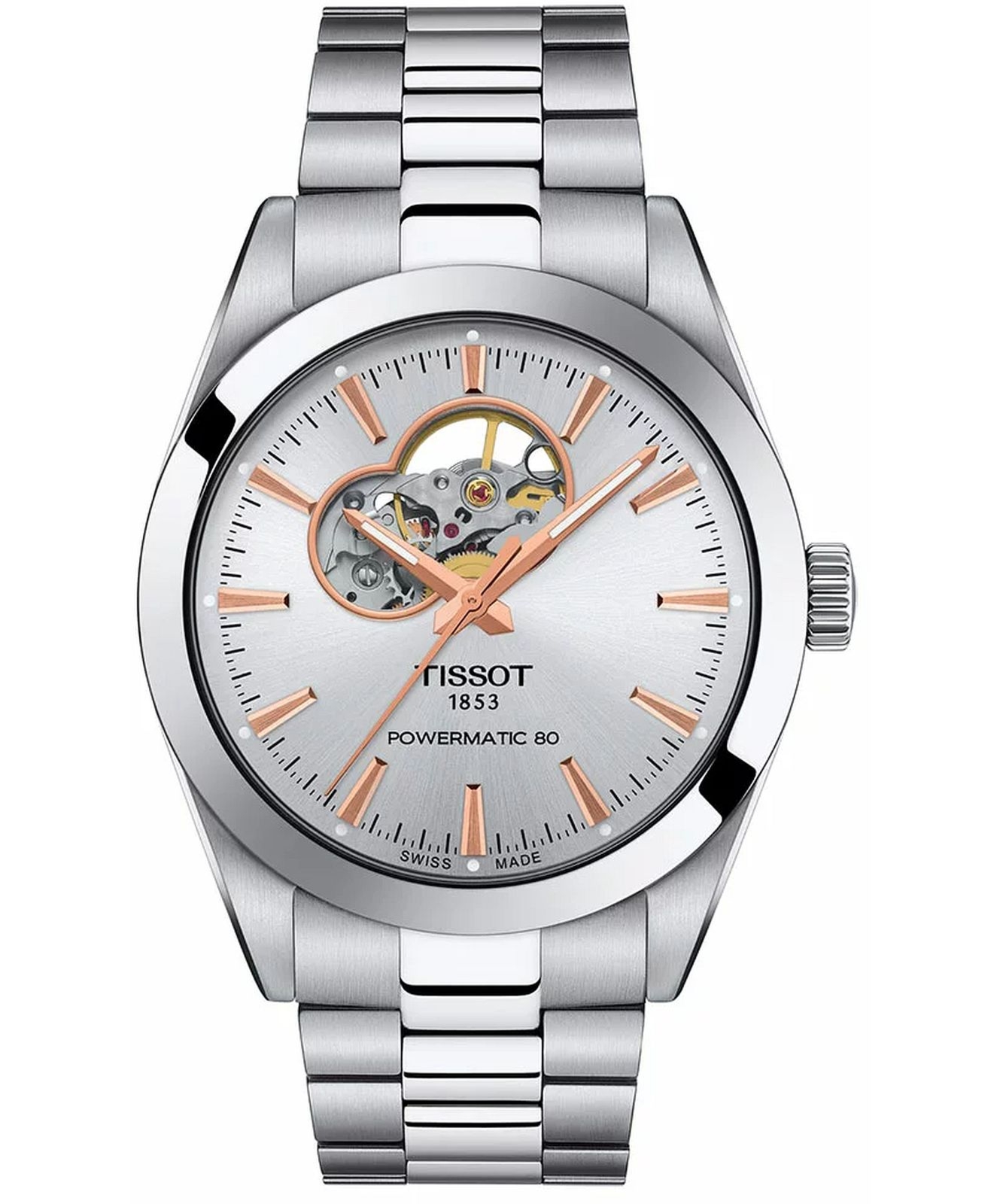 Zegarek męski Tissot Gentleman Powermatic 80 Open Heart T127.407.11.031.01 (T1274071103101)