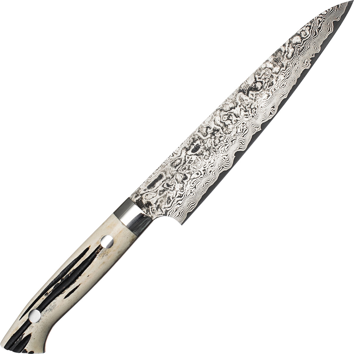 Uniwersalny nóż kuchenny ręcznie kuty 15 cm takeshi saji wbb stal r-2 (h-r2d-pe-150wbb) - tytuł obrazka Uniwersalny nóż kuchenny ręcznie kuty 15 cm takeshi saji wbb stal r-2 (h-r2d-pe-150wbb)