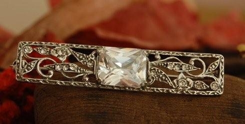 Image of SALVA - srebrna broszka brosza z kryształem