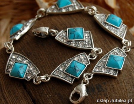 AVENIDA - srebrna bransoletka z turkusem i kryształkami