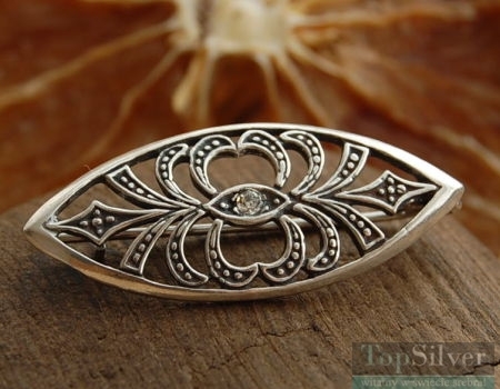 Image of AZTECA - srebrna broszka z kryształem Swarovskiego