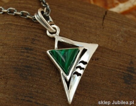 TANGLE - srebrny wisiorek z malchitem