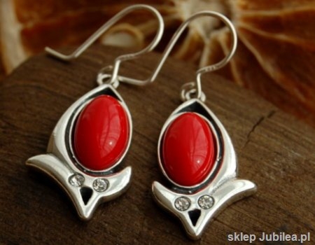 OKERE - srebrne kolczyki z koralem