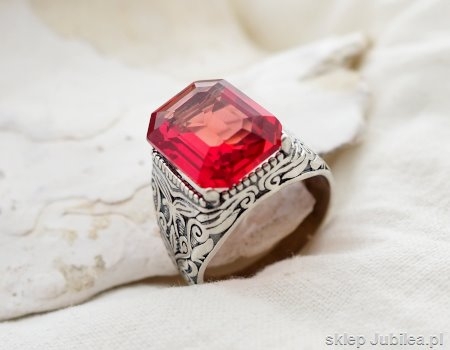 Image of GENTLEMAN naturalny granat 13.30ct srebrny sygnet