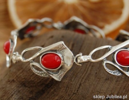 SIRET - srebrna bransoletka z koralem