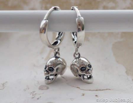 CZASZKI - srebrne kolczyki punk