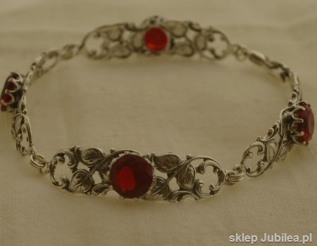 Image of ZORRO - srebrna bransoletka z rubinami