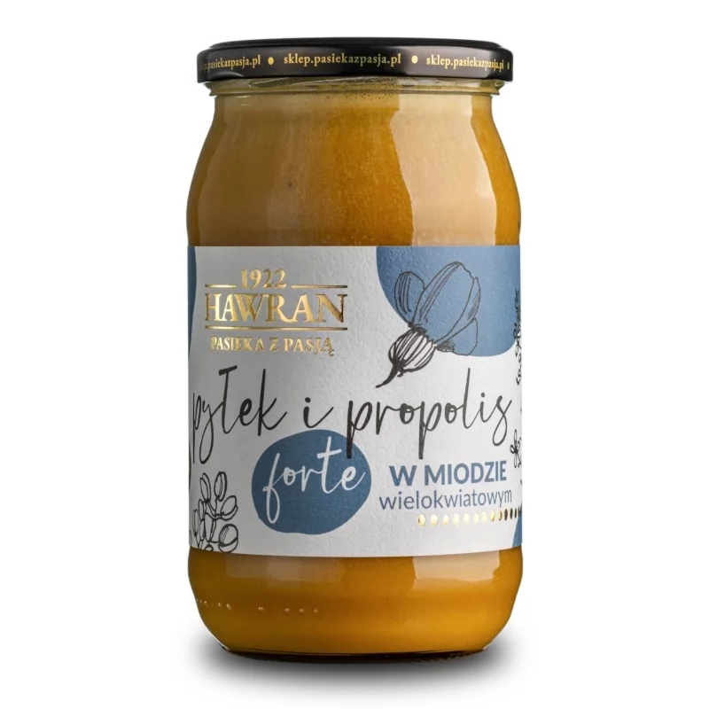 Miód wielokwiatowy z pyłkiem i propolisem forte 1050g - Hawran