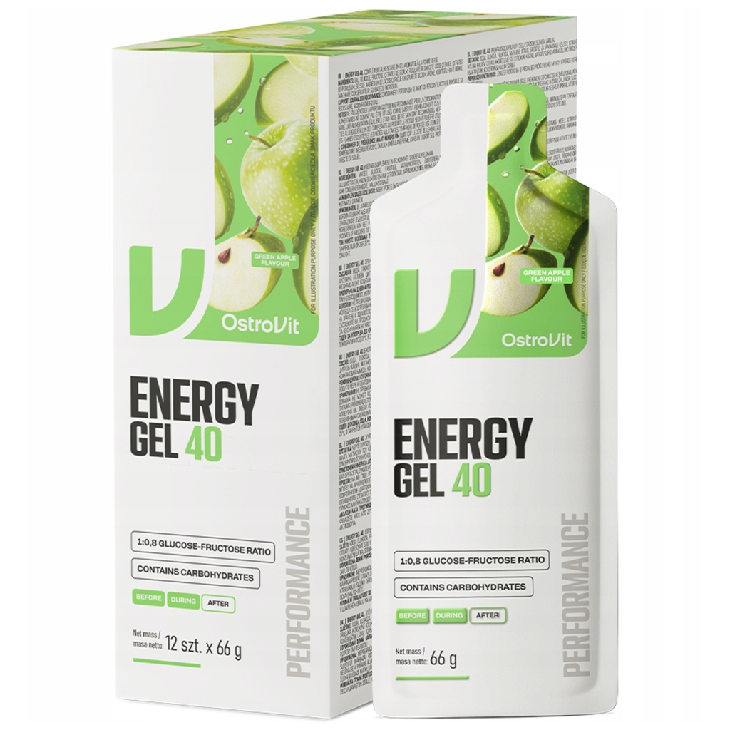 OstroVit Energy Gel 40 (green apple, BOX 12 x 66 g) - Ostrovit