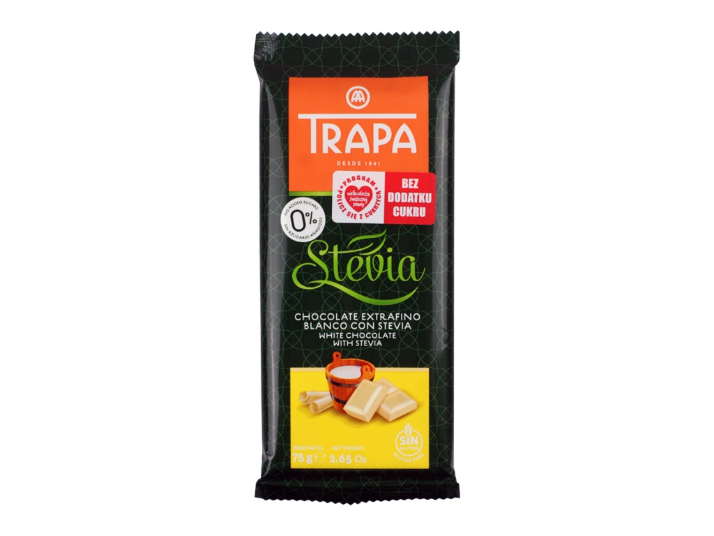 Czekolada biała ze stewią Trapa 75g - Trapa