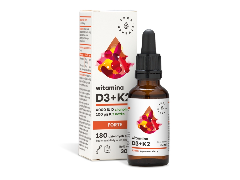 Witamina D3+K2 FORTE 4000IU Aura Herbals - Aura Herbals