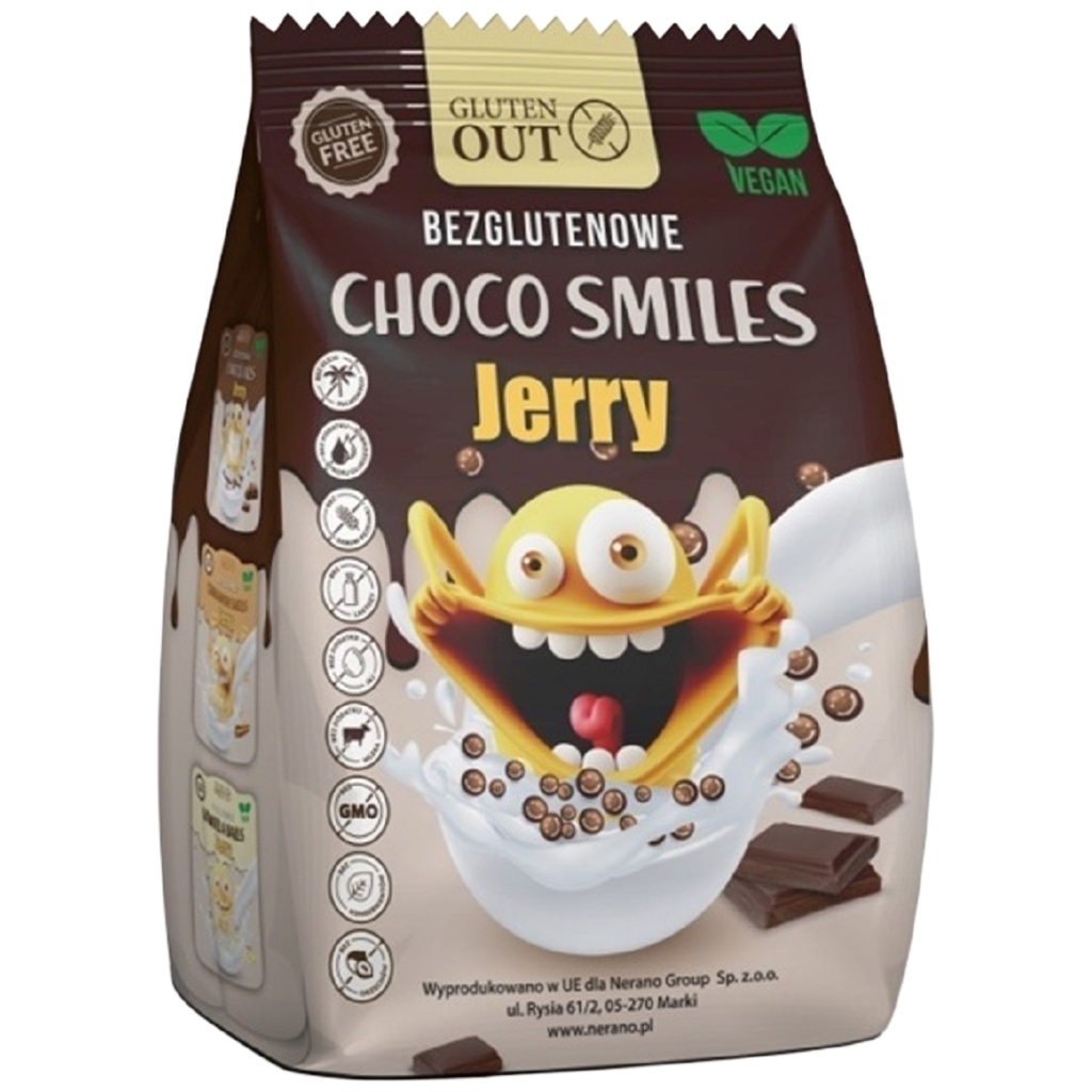 Chrupki zbożowe kakaowe smiles bezglutenowe 375g - Jerry