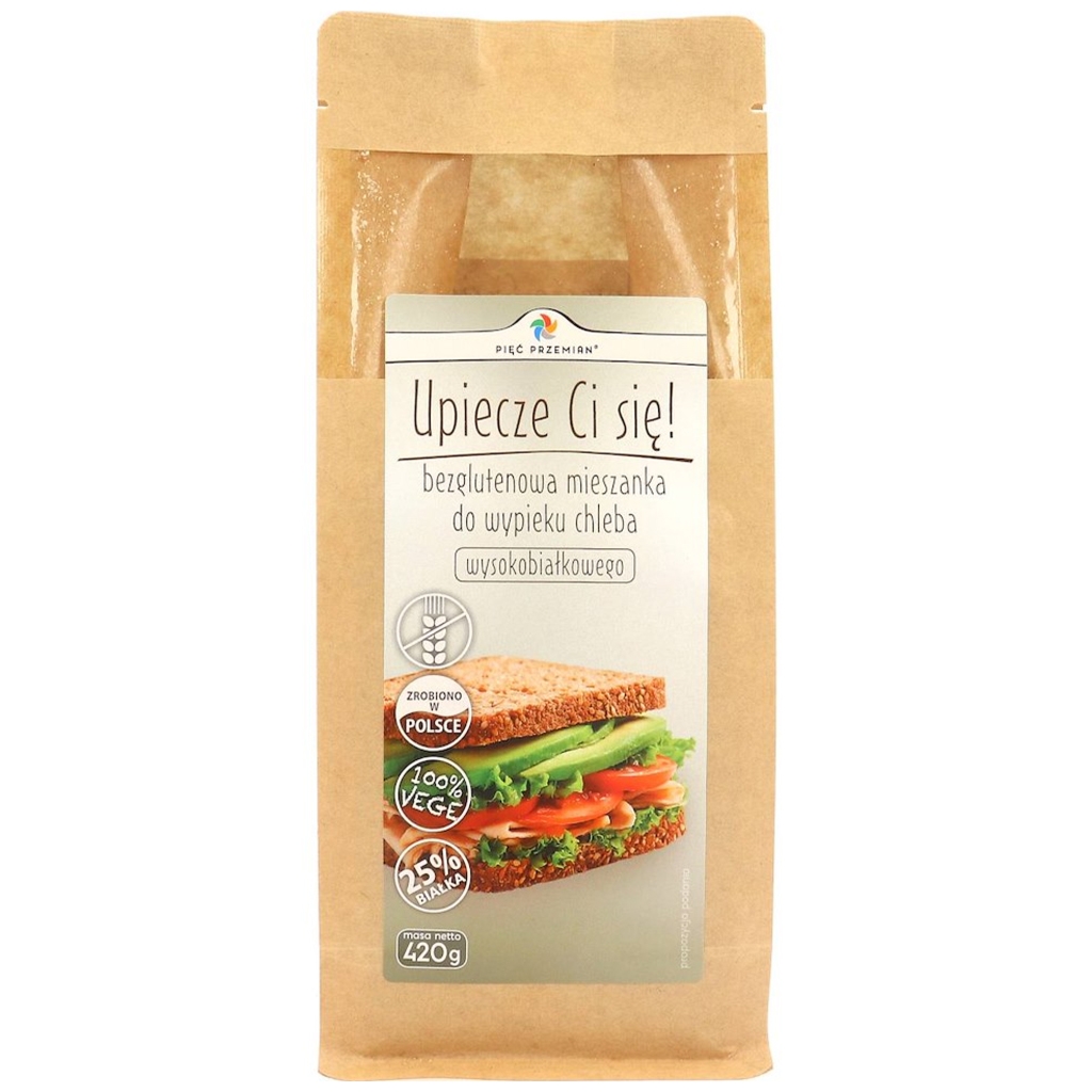 Mieszanka chleba bezglutenowego wysokobiałkowego 420 g - Pięć Przemian